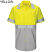 Flourescent Yellow/Green and Gray Ripstop - Red Kap Men's Hi-Visibility Color Block Class 2 Level 2 Short Sleeve Work Shirt # SY24YG