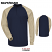 Navy/Khaki - Bulwark SEL4 Men's Colorblock Henley - Lightweight Flame Resistant Tagless #SEL4NK