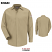 Khaki - Bulwark SLS2 Men's Pocketless Work Shirt - Midweight Flame-Resistant Concealed Gripper #SLS2KH