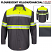 Fluorescent Yellow/Charcoal - Red Kap SY70 Men's Hi-Visibility Work Shirt - Long Sleeve Colorblock Ripstop #SY70YC