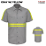 Gray w/ Yellow Visibility Trim - Red Kap SP24 Enhanced Visibility Industrial Short Sleeve Shirt #SP24EG
