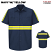 Navy w/ Yellow Visibility Trim - Red Kap SP24 Enhanced Visibility Industrial Short Sleeve Shirt #SP24EN