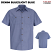 Denim Blue/Light Blue - Red Kap SP24 Geometric Micro-Check Short Sleeve Work Shirt #SP24DN