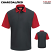 Charcoal / Red - Red Kap SK56 - Men's Performance Knit Polo - Short Sleeve Color-Block #SK56CR