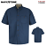 Navy/Stone - Red Kap Cotton Contrast Twill Short Sleeve Shirt #SC64NV