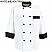White with Black Trim - Chef Designs Garnish Chef Coat # KT74BT