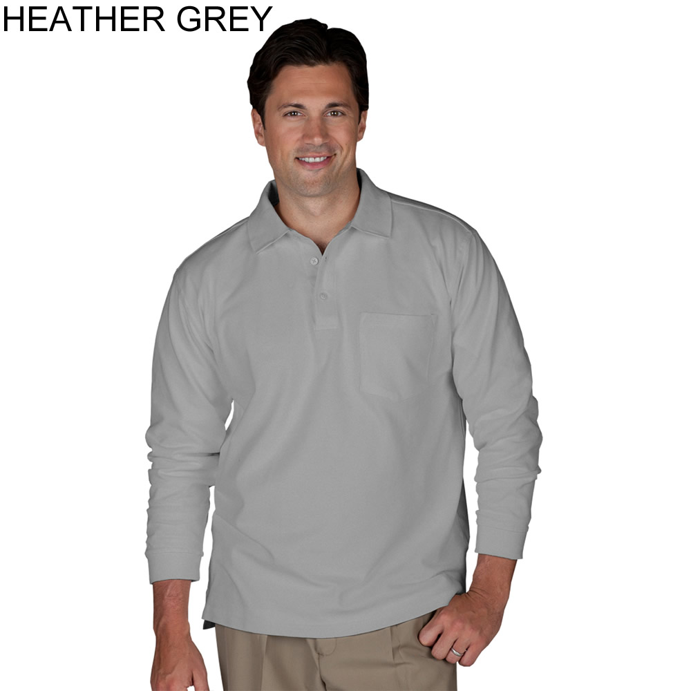 Edwards Men's Soft Touch Blended Pique Long Sleeve Polo With Pocket - 1525