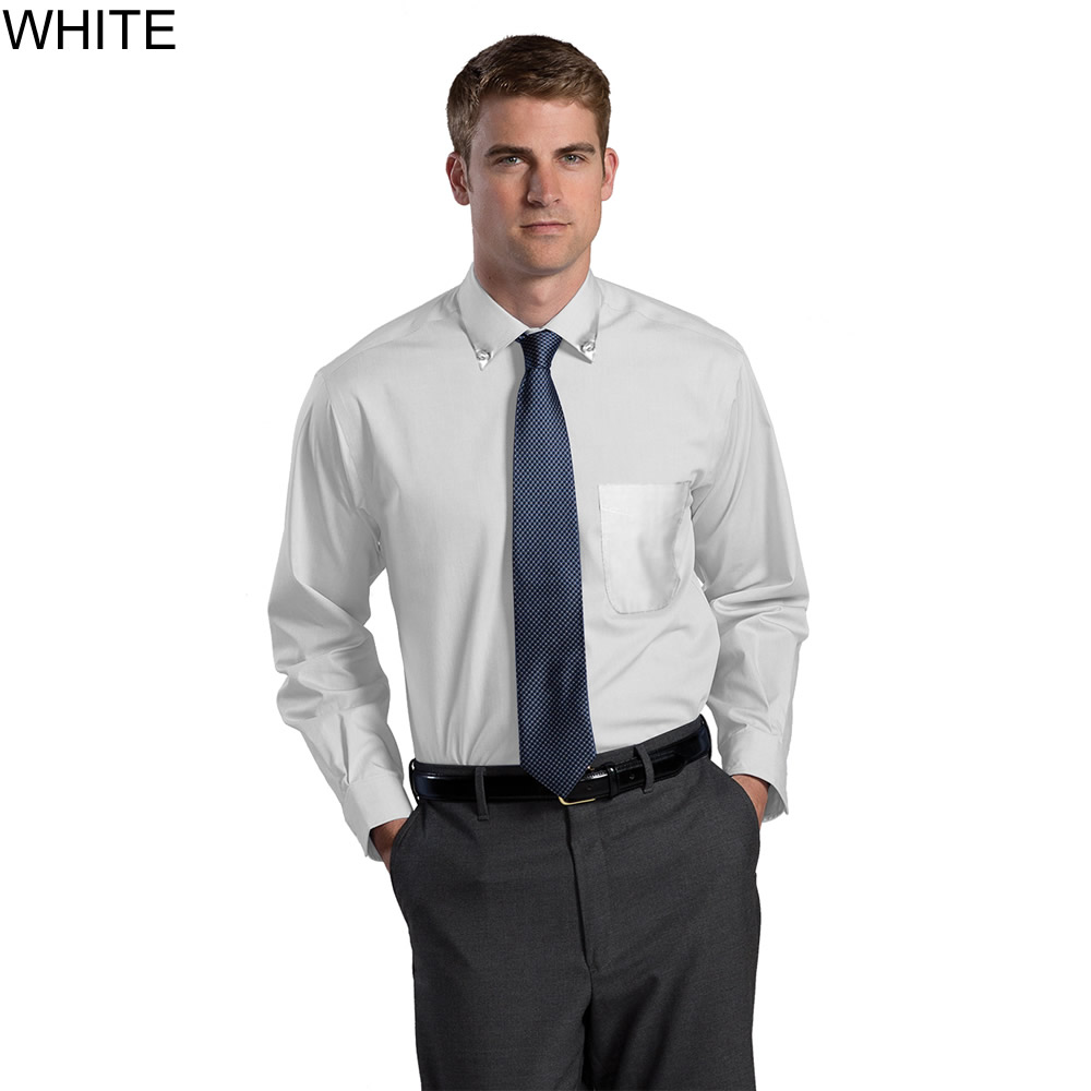 light blue dress shirt with grey pants