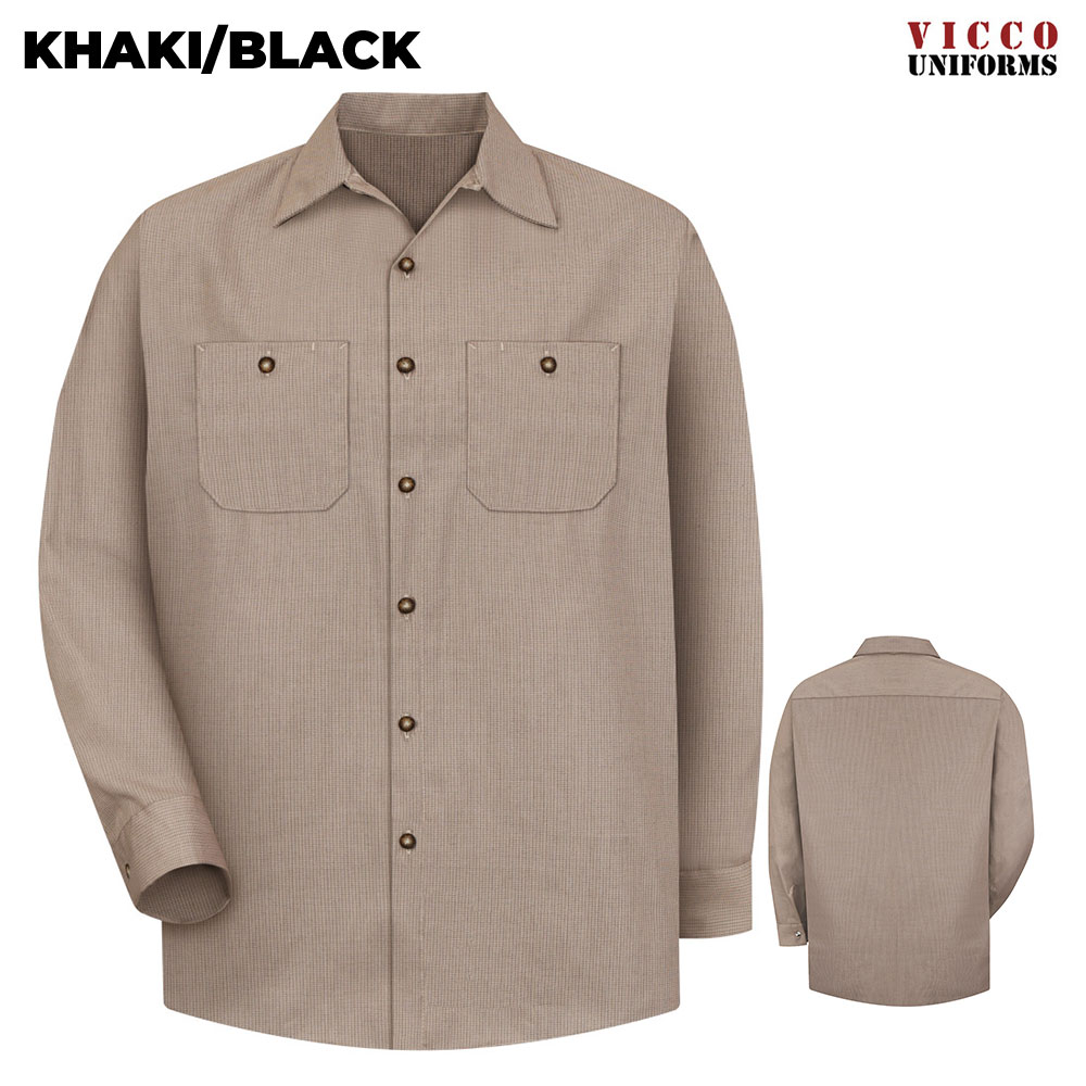 Red Kap SP14 Geometric Micro-Check Long Sleeve Work Shirt