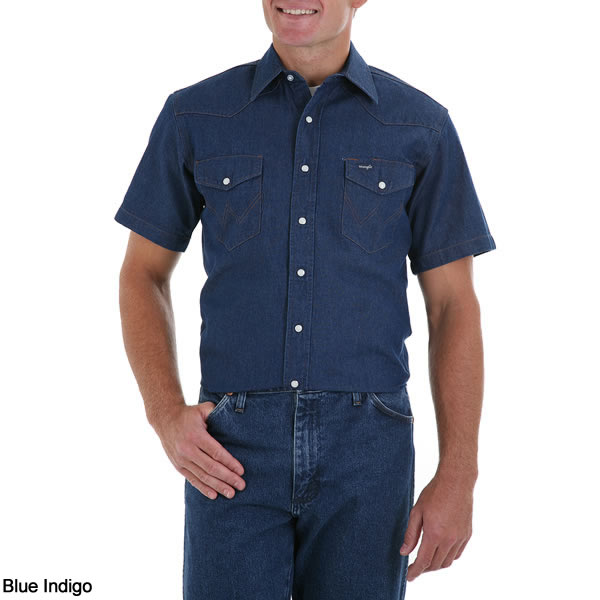wrangler short sleeve denim shirt
