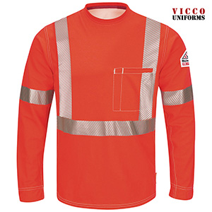 Bulwark QT34 Men's Comfort Knit T-Shirt with Reflective Trim - IQ Series Flame Resistant Long Sleeve