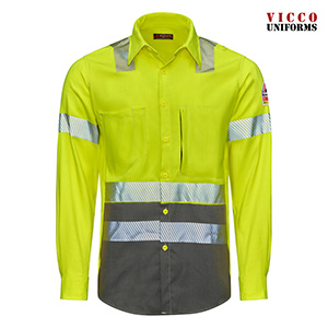 Bulwark S1B2 Men's Hi-Visibility Uniform Shirt - Color Block Button Down