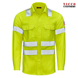 Bulwark S1W2 Men's Hi-Visibility Work Shirt - Button Down Long Sleeve