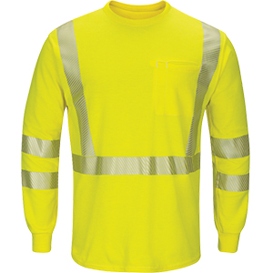 Bulwark SMK8 Men's Long Sleeve T-Shirt - Lightweight Flame-Resistant Hi-Visibility