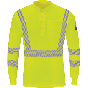 Bulwark SML4 Men's Long Sleeve Henley - Hi-Visibility Lightweight