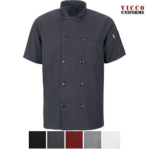 Red Kap 046X - Men's Chef Coat - Short Sleeve with OilBlok + MIMIX - 10 Button