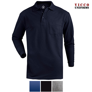 Edwards Men's Soft Touch Blended Pique Long Sleeve Polo With Pocket - 1525