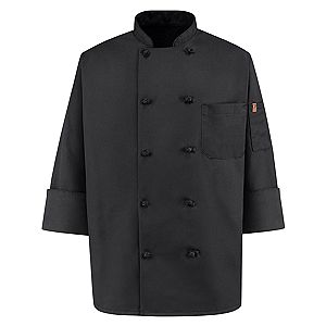 Chef Designs 0427BK Ten Knot Button Black Chef Coat