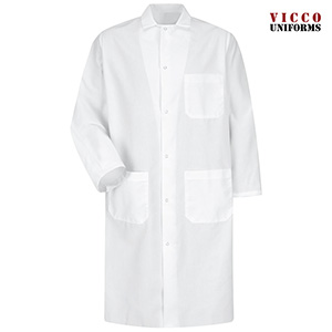 Red Kap KS64 White Gripper-Front Long Butcher Coat - KS64WH