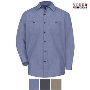 Red Kap SP14 Geometric MICRO-CHECK Long Sleeve Work Shirt