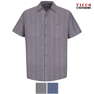 Red Kap SP24 Industrial Short Sleeve Work Shirt - STRIPES