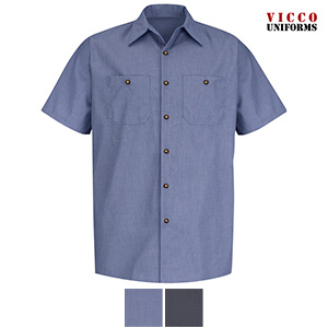 Red Kap SP24 Geometric Micro-Check Short Sleeve Work Shirt