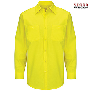 Red Kap Men's Enhanced Visibility Ripstop Long Sleeve Work Shirt - SY14YE