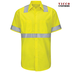 Red Kap Men's Hi-Visibility Ripstop Class 2 Level 2 Short Sleeve Work Shirt - SY24HV