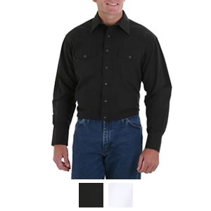 Wrangler Men's Long Sleeve Solid Broadcloth Sport Western Shirts - 71105