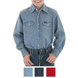 Wrangler Boys Basic Solid Snap Western Shirt - BW1