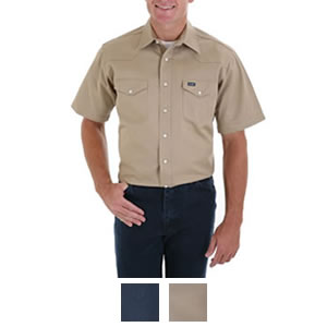 Wrangler Men's Cowboy Cut Short Sleeve Denim Solid Shirt - MS31