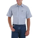Wrangler Men's Cowboy Cut Chambray Short Sleeve Solid Shirt - 70131MW