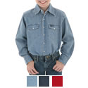 Wrangler Boys Basic Solid Snap Western Shirt - BW1