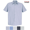 Red Kap SP20 Industrial Short Sleeve Work Shirt - STRIPES