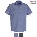 Red Kap SP24 Geometric Micro-Check Short Sleeve Work Shirt