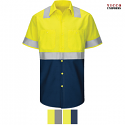 Red Kap SY24 Men's Hi-Visibility Work Shirt - Color Block Class 2 Level 2 Short Sleeve