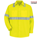 Red Kap SS14 Men's Hi-Visibility Long Sleeve Work Shirt Class 2 Type 2