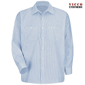 Red Kap Industrial Long Sleeve Mock Oxford Stripe Work Shirt - SL10