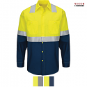 Red Kap SY14 Men's Hi-Visibility Work Shirt - Color Block Class 2 Level 2 Long Sleeve