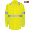 Red Kap SX14 Men's Hi Visibility Work Shirt - Long Sleeve Ripstop with MIMIX & Oilblok Type R Class 2