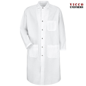 Red Kap KS58 White 100% Spun Polyester Snap-Front Butcher Coat - KS58WH