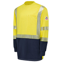 Bulwark SMB2HN Men's Hi-Visibility Colorblock T-shirt - Lightweight Long Sleeve