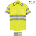 Red Kap SS24 Men's Hi-Visibility Short Sleeve Work Shirt - Class 3 Level 2