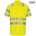 Red Kap SX24 Men's Mimix & Oilblok Work Shirt - Hi-Visibility Short Sleeve Ripstop Class 3